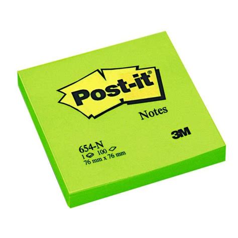 Compra Bloc De Notas Adhesivas Quita Y Pon Post It 76x76 Mm Verde Neon