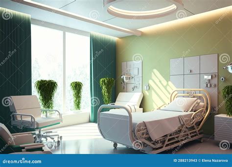 Modern Recovery Room with Bed and Comfortable Medical Equipment. Generative AI Illustration ...