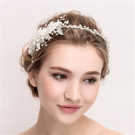 Aliexpress Buy Charming Organza Crystal Beaded Flower Headband