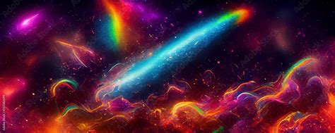 Rainbow Galaxy space background - generative ai Stock Illustration ...