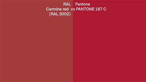 Ral Carmine Red Ral 3002 Vs Pantone 187 C Side By Side Comparison