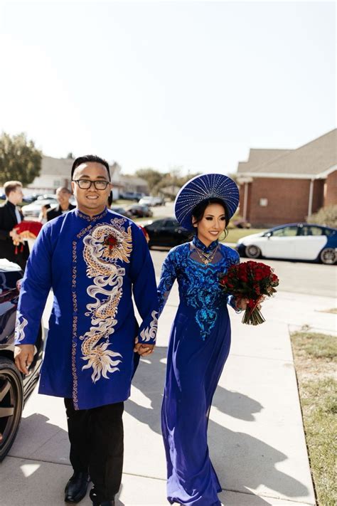 Vietnamese Wedding Couple Ao Dai In Blue Vietnamese Wedding Wedding