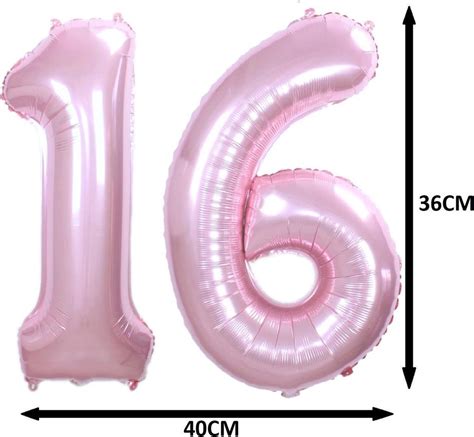 Ballon Cijfer 16 Jaar Roze Verjaardag Versiering Cijfer Helium