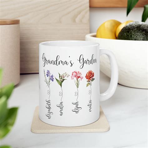 Custom Grandmas Garden Mug With Personalized Birth Flowers Grandma