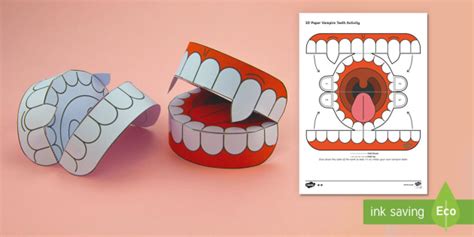 Simple 3d Halloween Vampire Teeth Activity Paper Craft