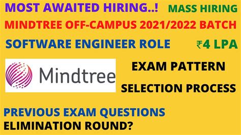 Mindtree Off Campus Batch Software Engineer Role Exam