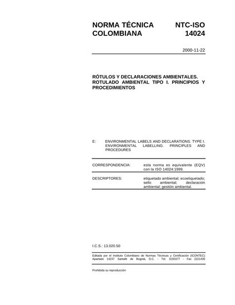 Pdf Norma T Cnica Ntc Iso Colombiana Files Control Ambiental