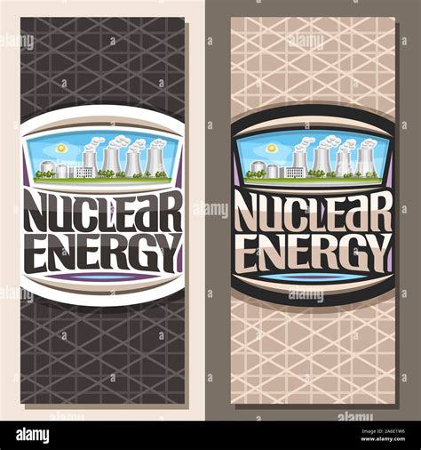 Vector Vertical Banners For Nuclear Energy Brochure With Modern Atomic