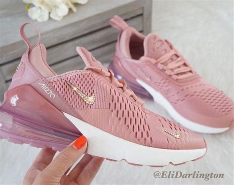 Swarovski Bling Nike Air Max 270 Shoes In Rose Gold Swarovski Crystals