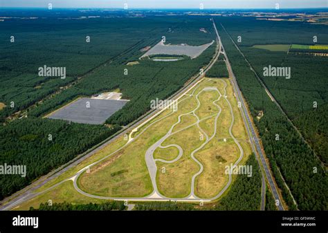 Aerial view, Volkswagen AG test track Ehra-Lessien, test track in Ehra part of the Volkswagen ...