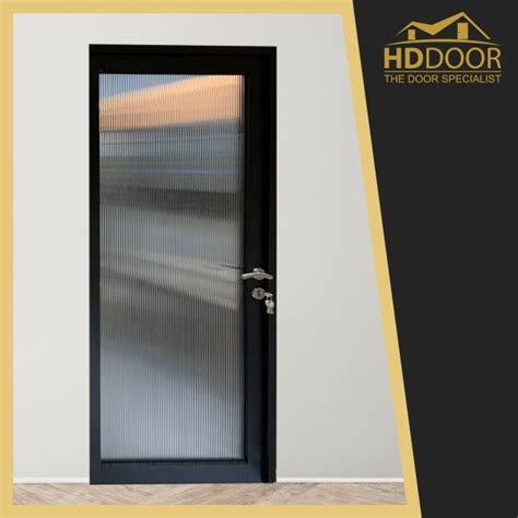 Buy Black Aluminium Fluted Glass Swing Door In Factory Price