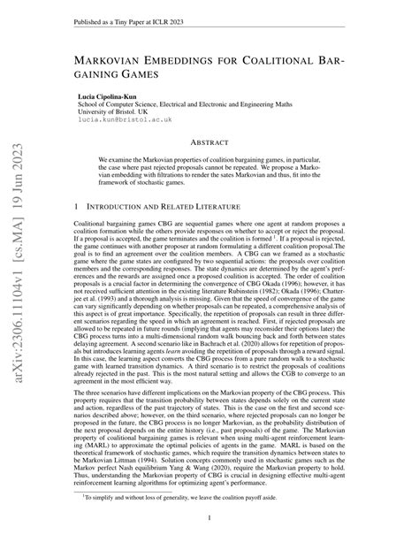 PDF Markovian Embeddings For Coalitional Bargaining Games