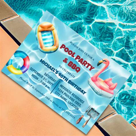 Birthday Pool Party And Bbq Invitation Zazzle