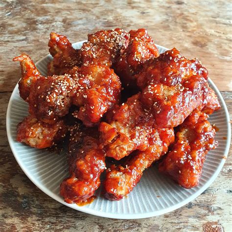 Sweet Sour Spicy Korean Fried Chicken Yangnyeom Tongdak Recipe By