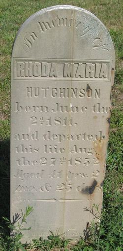 Rhoda Maria Butler Hutchinson 1811 1852 Mémorial Find a Grave