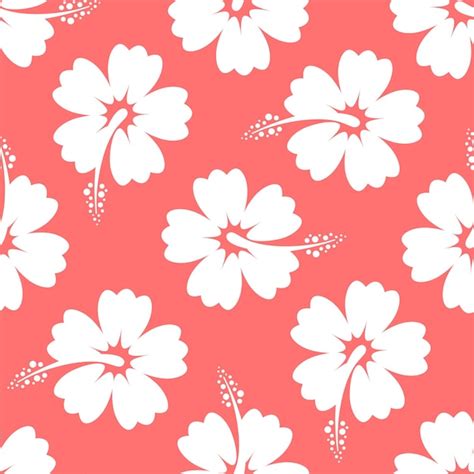 Premium Vector Hibiscus White Flowers On Red Background Floral Vector