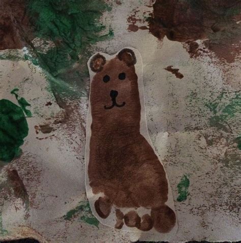 Footprint Bear Art Footprint Art Bear Footprint Baby Art