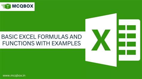 Basic Excel Formulas And Functions With Examples MCQBOX