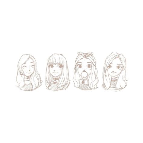 Sketch Jennie Lisa Jisoo Rośe Blackpink Fanartblackpink Fanart