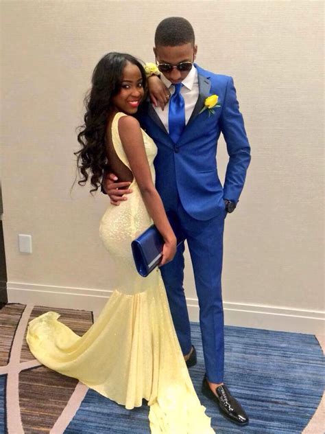 Yellow And Royal Blue Prom Outfits Prom Couples Prom Dresses