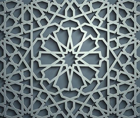 3d Ramadan Pattern With Islamic Motifs On Blue Backdrop Vector, Silver ...