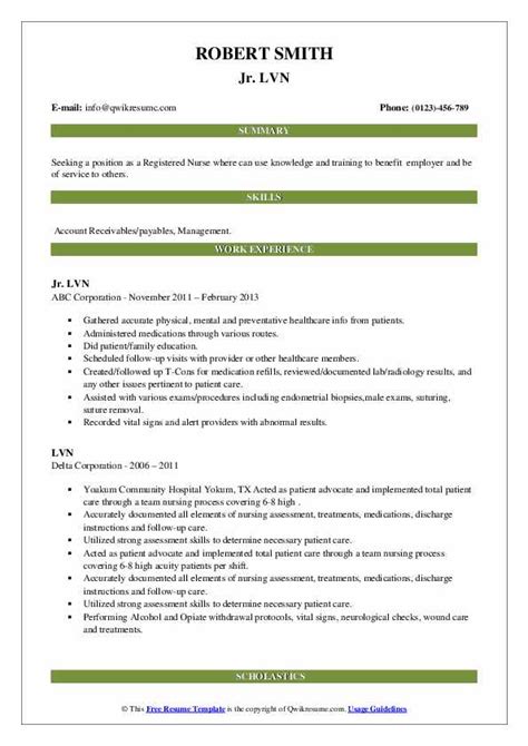 Lvn Resume Samples Qwikresume