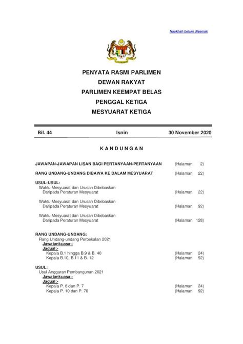 Pdf Penyata Rasmi Parlimen Dewan Rakyat Dr Malaysia