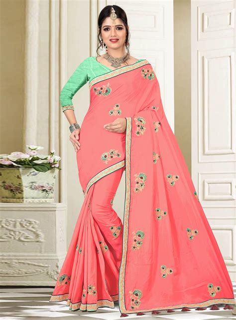 Peach Silk Saree With Blouse Saree Designs Indian Designer Sarees