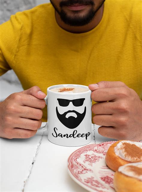 Personalized Beard Mug Funny Coffee Mug For Men Mountain Etsy