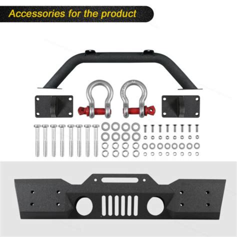 For 07 18 Jeep Wrangler Jk Rock Crawler Front Rear Bumper Winch Plate Led D Ring Ebay