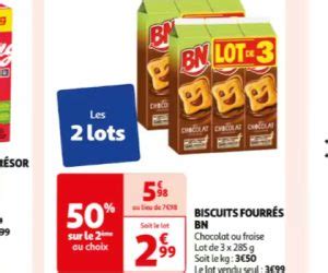 Biscuits fourrés BN à 50 chez Auchan Promomania