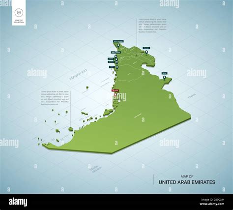 Stilisierte Karte Der Vereinigten Arabischen Emirate Isometrische D