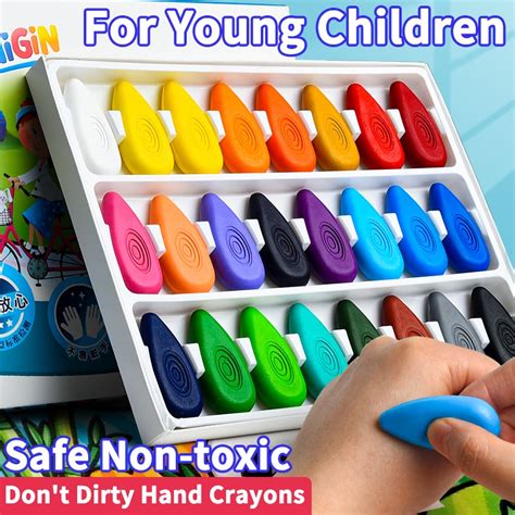 1224 Colorsset Crayons Drop Shape Safe Non Toxic Washable For Kids