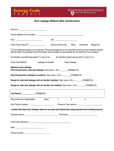 Duct Leakage Affidavit Fill Out Sign Online Dochub