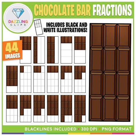 Chocolate Bar Fractions Clipart - 44 illustrations! | Clip art ...