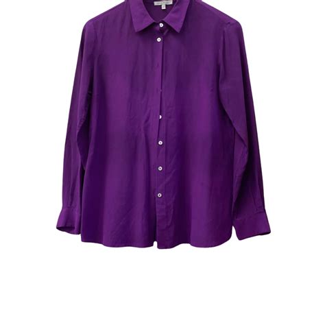 Anna Thomas Womens Size 10 Button Up Long Sleeve Purple