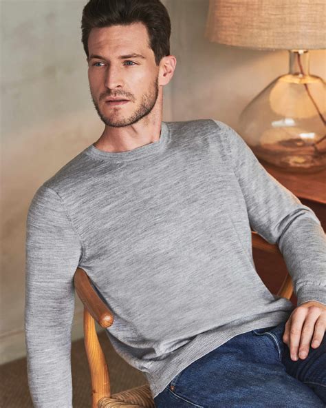 Grey Marl Merino Crew Neck Sweater Pure Collection