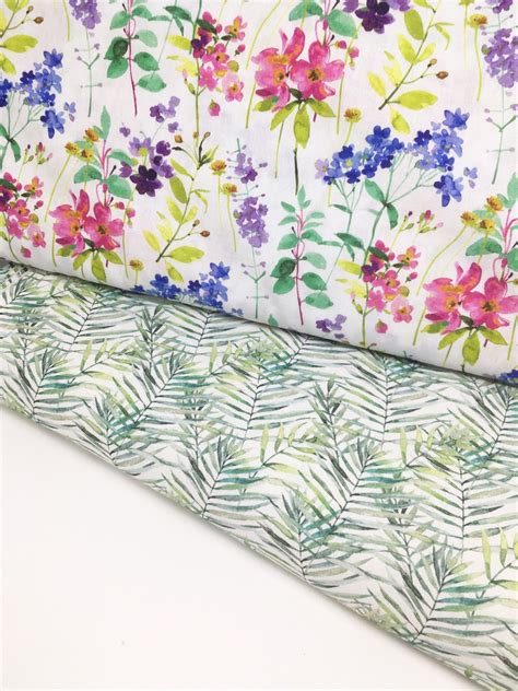 Botanical print watercolour fabric - Bohemian fabric home decor curtain ...