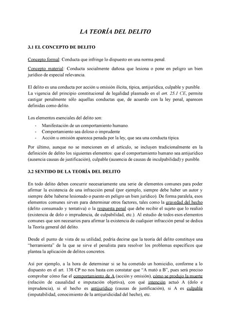 Apuntes Tema 3 Penal LA TEORÍA DEL DELITO 3 EL CONCEPTO DE DELITO