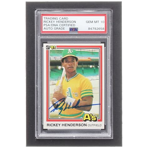 Rickey Henderson Signed 1981 Donruss 119 PSA Pristine Auction