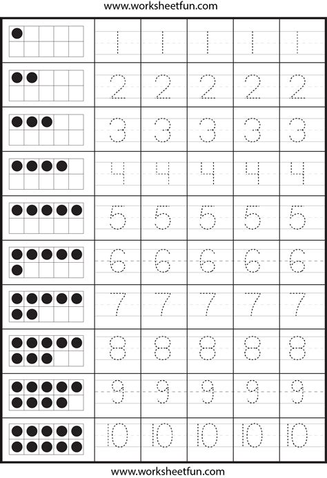 Kindergarten Number Tracing Worksheets