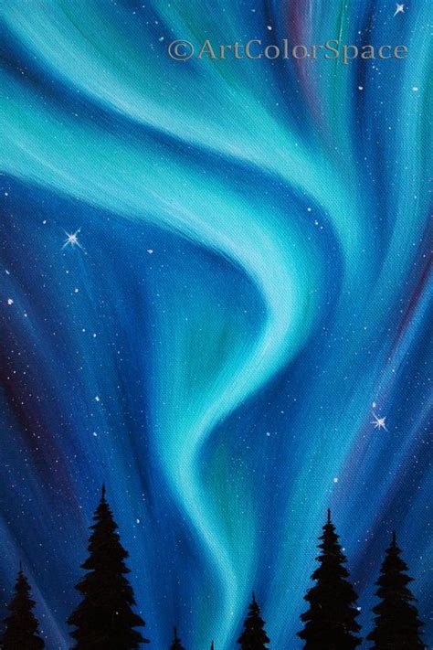 Canadá Aurora boreal Pintura al óleo sobre lienzo Aurora Etsy España