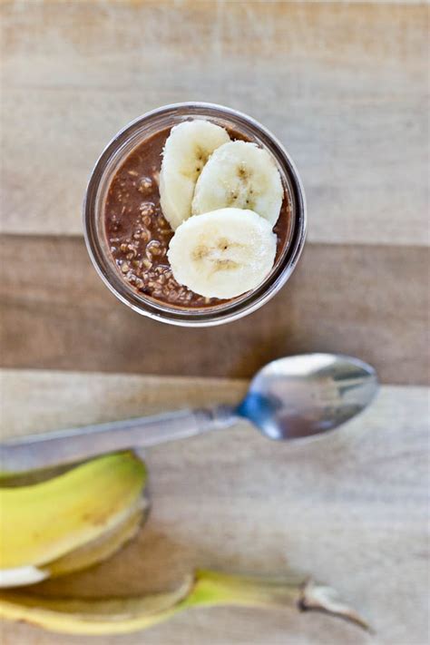 High Protein Chocolate Banana Overnight Oats Quick Breakfast Recipe Love And Zest