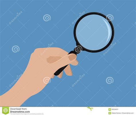 Hand Holding Magnifying Glass Vector Illustration Flat Style Mock Up