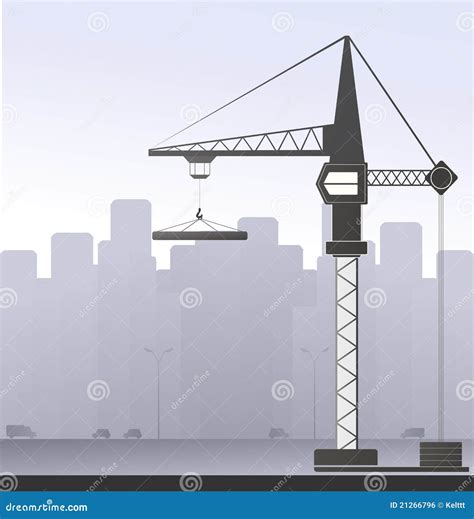 Construction Crane In Big City Stock Vector Illustration Of Concrete