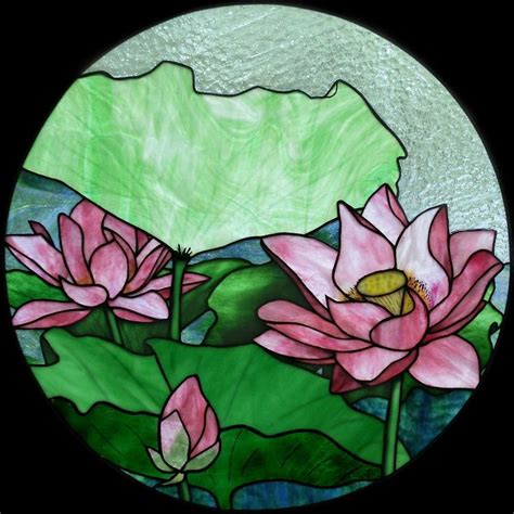 Water Lily 2005 19″ Diameter Stained Glass Residential Window A Pattern For This Panel Is