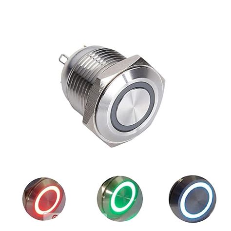 ONPOW 16mm Flat Round Tri Color RGB Momentary 12V Ring LED