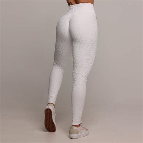 Legging Empina Bumbum Jacquard Perlê Branco Moving