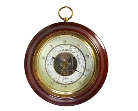 Small Nautical BAROMETER Wood Brass Atmospheric Pressure Etsy