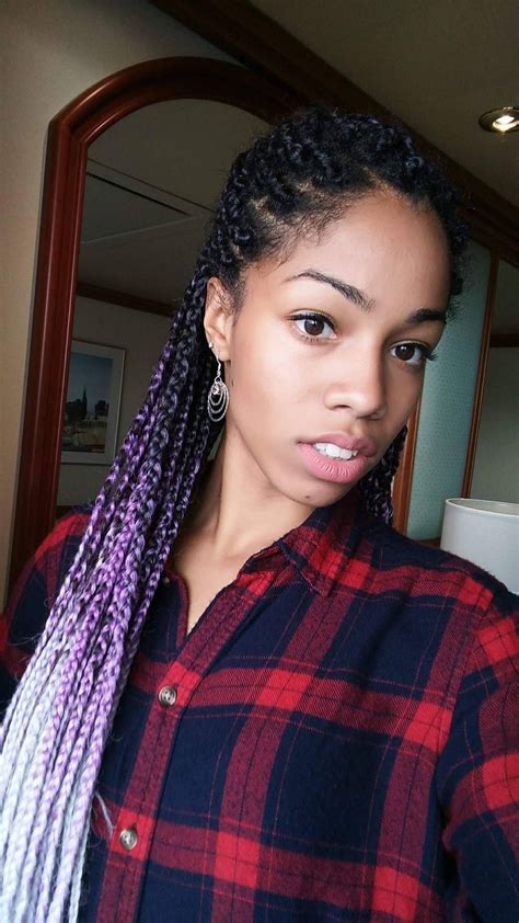 Grey And Purple Ombre Box Braids Inspiration Trenzas De Colores